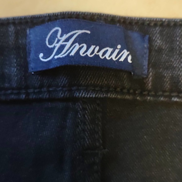 Mid Rise Distressed Raw Hem Denim Shorts Black 12 by Anvain - Picture 7 of 10